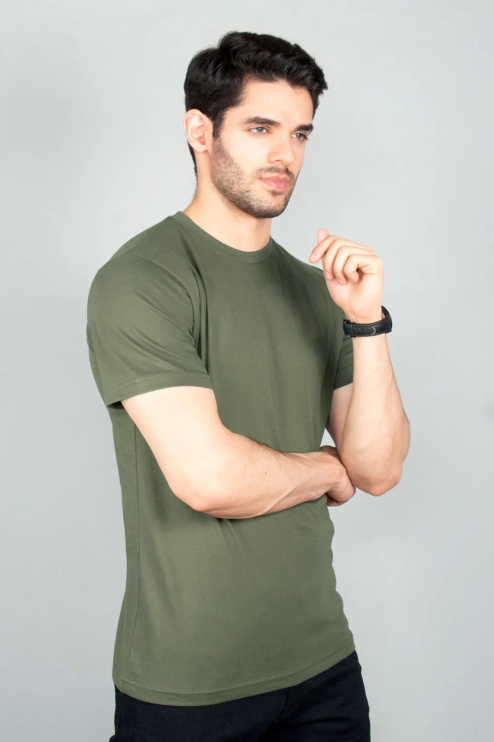 Mens" VINEY" Basic Cotton Crew Neck T-Shirt - Image 3